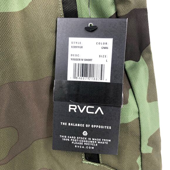 RVCA Men's Yogger IV Shorts Large Green Camouflage Athletic Unlined NWT - Picture 12 of 16